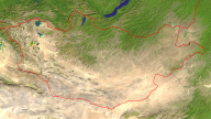 Mongolia Satellite + Borders 1920x1080